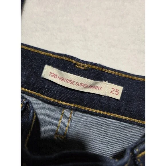 Levi's 720 Jeans Women's Tag Size 25x28 Blue High-Rise Super Skinny Denim - Picture 3 of 13